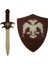 El Işlemeli Ahşap Çift Başlı Selçuklu Temalı Kalkan ve Kılıç Takımı 1