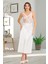 Lady Dantelli Beyaz Saten Uzun Gecelik Sabahlık Takım 3