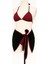 Kadın Bordo Siyah Pareolu Yandan ve Boyundan Bağlamalı 3'lü Bikini Takımı 2