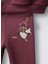 Kız Çocuk Pamuklu Bordo Kalpli Magu Baskılı Sweatshirt Eşofman Takım 4