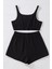 Kadın Siyah Askılı Crop Top ve Şortlu Gecelik Takım 3