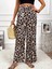 Kadın Yüksek Bel Beli Lastikli Bağcıklı Desenli Süprem Pantolon 5