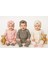 Aki moda kids kız bebek yenidoğan 3 adet şapkalı pamuklu yenidoğan tulum takım set 2
