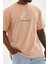 Unisex Baskılı Oversize T-Shirt - Bej 1