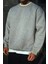 Kışlık Bisiklet Yaka Üç Iplik Basic Sweatshirt - Gri 1