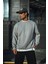 Kışlık Bisiklet Yaka Üç Iplik Basic Sweatshirt - Gri 2
