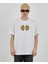 Unisex Bisiklet Yaka Baskılı Oversize T-Shirt - Beyaz 1
