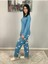 Kadın Pamuklu Viscon Çiçek Desenli Pijama Takımı (Mavi) Mavi XL 3