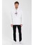 Erkek Baskılı Üç Iplik Kapüşonlu Oversize Sweatshirt - Beyaz 1