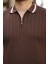Erkek Yaka ve Kolları Çizgi Detaylı Fermuarlı Kısa Kollu Tshirt 3