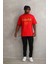 Unisex Baskılı Oversize T-Shirt - Kırmızı 2