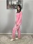 Kadın Pamuklu Viscon Yaprak Desenli Pijama Takımı (Pembe) Pembe L 2