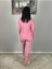 Kadın Pamuklu Viscon Yaprak Desenli Pijama Takımı (Pembe) Pembe L 5