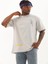 Unisex Oversize Baskılı Bisiklet Yaka T-Shirt - Gri 1