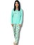 Kadın Pamuklu Viscon Çiçek Desenli Pijama Takımı (Yeşil) Yeşil 2X 1