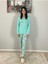 Kadın Pamuklu Viscon Çiçek Desenli Pijama Takımı (Yeşil) Yeşil 2X 4