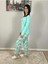 Kadın Pamuklu Viscon Çiçek Desenli Pijama Takımı (Yeşil) Yeşil 2X 5