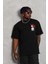 Unisex Oversize Baskılı Bisiklet Yaka T-Shirt - Siyah 1