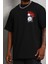 Unisex Oversize Baskılı Bisiklet Yaka T-Shirt - Siyah 2