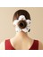 El Yapımı Kiraz Desenli Beyaz Çiçek Scrunchie Topuz Tokası 6