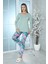 Viskon Desenli Pijama Takımı (Yeşil) Yeşil 2XL 5
