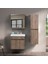 Mona 65 cm Kahverengi %100 Mdf Lavabolu Banyo Dolabı, Aynalı Üst Dolap ve Boy Dolabı 1