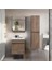 Mona 55 cm Kahverengi %100 Mdf Lavabolu Banyo Dolabı, Aynalı Üst Dolap ve Boy Dolabı 1