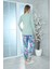 Viskon Desenli Pijama Takımı (Yeşil) Yeşil S 4