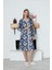 Viskon Desenli Lacivert Ev Elbisesi %100 Pamuk 2xl Lacive 4