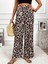 Kadın Yüksek Bel Beli Lastikli Bağcıklı Leopar Desenli Süprem Pantolon 4