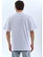 Unisex Oversize Taşlı Bisiklet Yaka T-Shirt - Beyaz 2