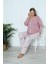 Viskon Büyük Beden Desenli Melisa Pudra Pijama Takımı %10 3