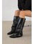 Lotus Kadın Fermuar Detay Deri Çizme Siyah 1
