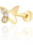 14 Ayar Altın Yarı Taşlı Kelebek Tragus Piercing 1