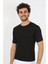 Erkek Sıfır Yaka Likralı Siyah T-Shirt 4