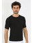 Erkek Sıfır Yaka Likralı Siyah T-Shirt 5