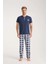 Erkek Lacivert Düğmeli Yaka Kısa Kol Pijama Takımı 1