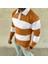 Erkek Polo Yaka Uzun Kollu Çizgili Sweatshirt Trend Rugby Stil - Turuncu 4