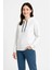 Üç Iplik Kapüşonlu Kanguru Çepli Sweatshirt Hoodie - Beyaz 3