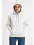 Üç Iplik Kapüşonlu Kanguru Çepli Sweatshirt Hoodie - Beyaz 4
