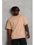 Unisex Oversize Düz Bisiklet Yaka T-Shirt - Bej 4