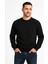 Erkek Üç Iplik Düz Bisiklet Yaka Sweatshirt - Siyah 2