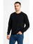 Erkek Üç Iplik Düz Bisiklet Yaka Sweatshirt - Siyah 4