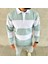 Erkek Polo Yaka Uzun Kollu Çizgili Sweatshirt Trend Rugby Stil - Çağla Yeşili 2
