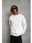 Erkek Oversize Sweatshirt – Beyaz Renk Ön ve Sırt Baskılı, Üç Iplik Içi Pamuklu Kumaş, 2