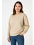 Üç Iplik Düz Bisiklet Yaka Sweatshirt - Bej 1