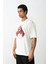 Unisex Baskılı Oversize T-Shirt - Beyaz 2