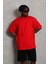 Unisex Oversize Düz Bisiklet Yaka T-Shirt - Kırmızı 3