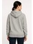 Üç Iplik Kapüşonlu Tam Fermuarlı Kanguru Çepli Sweatshirt Hoodie - Gri 2