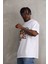 Unisex Baskılı Oversize T-Shirt - Beyaz 4